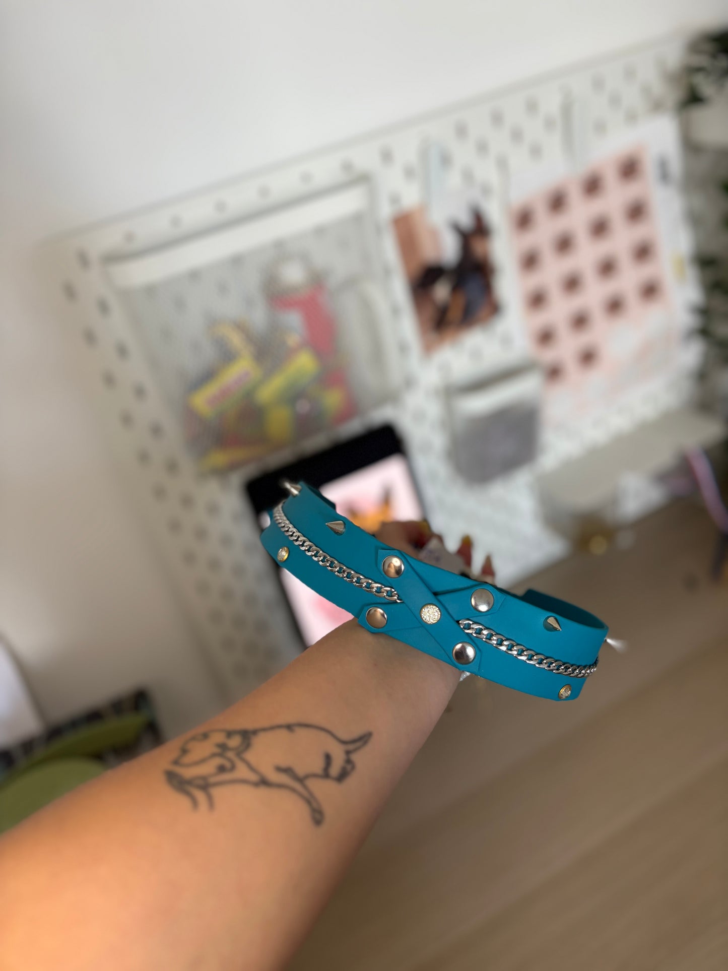 Collier 38 mm, 47/57 cm lagune