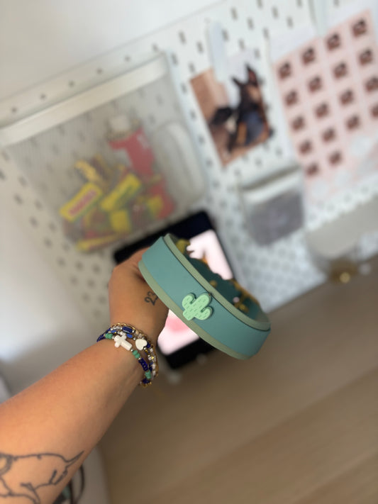 Collier 38 mm, 42/52 cm turquoise x vert sage