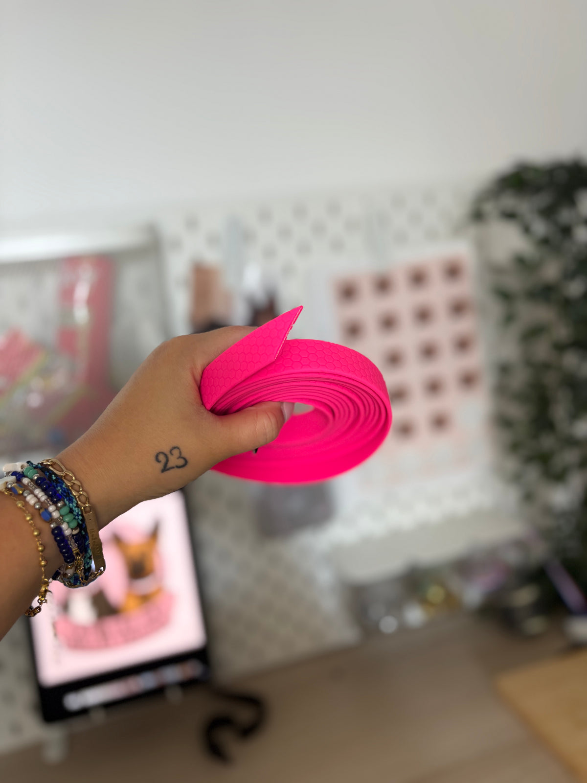 Longe HEXA 2m50 20mm Rose néon